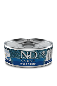 Н&Д влажный корм для кошек океан, тунец и креветки /N&D CAT OCEAN TUNA & SHRIMP, 80 гр - фото 10127