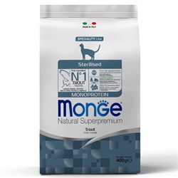 Monge Cat Monoprotein Sterilised Trout корм для стерилизованных кошек с форелью  400г - фото 10182