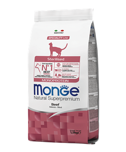 Monge Cat Monoprotein Sterilised Beef корм для стерилизованных кошек с говядиной 1,5 кг - фото 10198