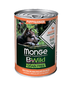 Monge Dog BWild Grainfree влажный корм для щенков из утки с тыквой и кабачками, 400 г - фото 10223