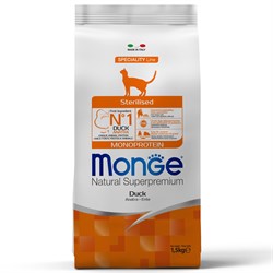 Monge Cat Monoprotein Sterilised Duck сухой корм для стерилизованных кошек с уткой 1,5 кг - фото 10289