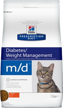 Hill's  Prescription Diet m/d cухой корм для кошек при сахарном диабете  1.5кг - фото 10406