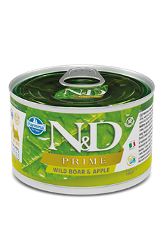 N&D Prime WILD BOAR & APPLE ADULT MINI WET FOOD Н&Д  Полнорационный влажный корм для взрослых собак с кабаном и яблоком 140 гр - фото 10605