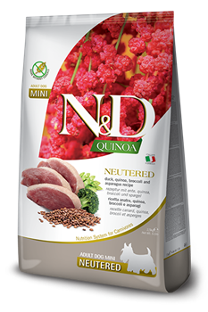 N&D Quinoa NEUTERED ADULT MINI Н&Д Полнорационный сухой корм для взрослых стерилизованных/кастрированных собак мини пород с уткой 7 кг - фото 10648