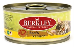 BERKLEY №12 Говядина с олениной консервы для взрослых кошек 100 г - фото 10960