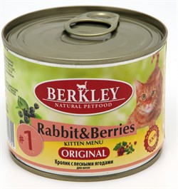 BERKLEY №1 Кролик с лесными ягодами консервы для котят 200 г - фото 10966