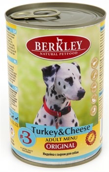 BERKLEY №3 Индейка с сыром консервы для взрослых собак 400 г - фото 10980