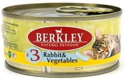 BERKLEY №3 Кролик с овощами консервы для котят 100 г - фото 10997