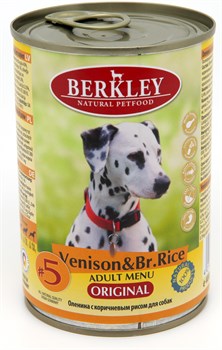 BERKLEY №5 Оленина с коричневым рисом консервы для взрослых собак 400 г - фото 11009