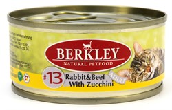 BERKLEY №13 Кролик и говядина с цукини консервы для взрослых кошек 100 г - фото 11063