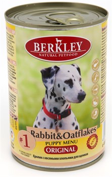 BERKLEY №1 Кролик с овсяными хлопьями консервы для щенков 400 г - фото 11075