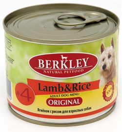 BERKLEY №4 Ягненок с рисом консервы для взрослых собак 200 г - фото 11094
