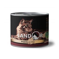 LANDOR Индейка с уткой консервы для взрослых кошек 200 г  - фото 11381