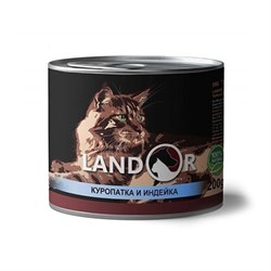 LANDOR Куропатка с индейкой консервы для взрослых кошек 200 г - фото 11383