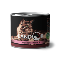 LANDOR Индейка с клюквой консервы для стерилизованных взрослых кошек 200 г  - фото 11386