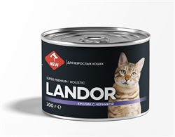 LANDOR Кролик с черникой консервы для взрослых кошек 200 г - фото 11387