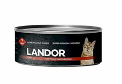 LANDOR Телятина с шиповником консервы для взрослых кошек 100 г - фото 11394