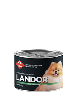 LANDOR Утка с зеленым горошком консервы для собак мелких пород 200 г - фото 11416