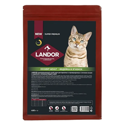 LANDOR EXIGENT ADULT Индейка с ягненком сухой корм для взрослых и привередливых в питании кошек 400 г - фото 11419