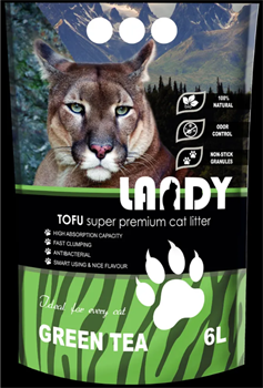 LANDY TOFU Растительный наполнитель для кошачьего туалета комкующийся с ароматом зеленого чая 6 л - фото 11437