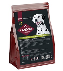LANDOR MEDIUM & MAXI ADULT Индейка и ягненок сухой корм для взрослых собак cредних и крупных пород 3 кг - фото 11515