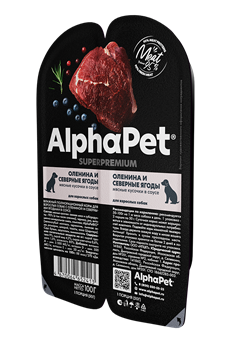 ALPHAPET Влажный полнорационный корм для взрослых собак оленина и северные ягоды, 100г - фото 11598