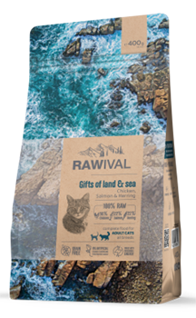 41042 RAWIVAL Gifts of Land & Sea курица и рыба для взрослых кошек, 0,4 кг - фото 11776