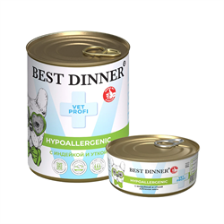 Консервы для собак Best Dinner Hypoallergenic"С индейкой и уткой" Exclusive VET PROFI 340 гр - фото 12124