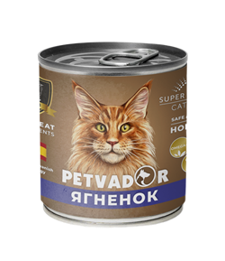 Petvador Полнорационный влажный корм для кошек (ягненок и лосось) 240 г - фото 12365