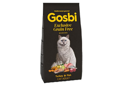 Корм Госби Грейн фри для взрослых кошек / с индейкой и рыбой 2 кг / GOSBI EXCLUSIVE GRAIN FREE TURKEY & FISH CAT ADULT - фото 12448