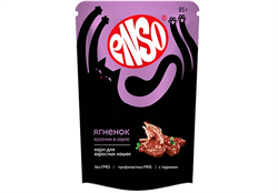 ENSO Корм влажный полнорационный для взрослых кошек, кусочки в соусе с ягненком, пауч 85г ZB969951 - фото 12454