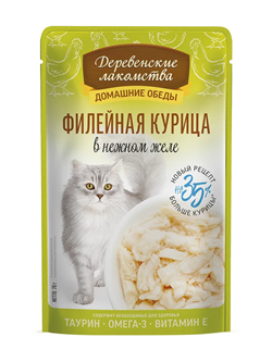 Деревенские лакомства конс. д/кошек «Филейная курица в нежном желе», пауч 70г ZB218039 - фото 12463