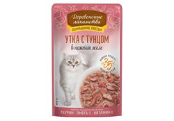 Деревенские лакомства конс. д/кошек «Утка с тунцом в нежном желе», пауч 70г ZB218893 - фото 12468