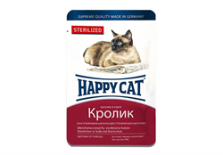 Паучи Хэппи Кэт для стерилизованных кошек /кролик кусочки/ в соусе (Россия) - 0,085 кг ZB402953 - фото 12477