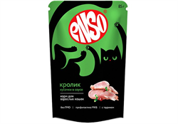 ENSO Корм влажный полнорационный для взрослых кошек, кусочки в соусе с кроликом, пауч 85г ZB969920 - фото 12516