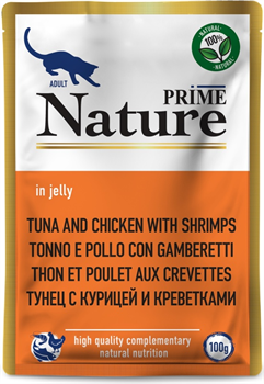 PRIME NATURE пауч 100гр в желе Тунец с курицей и креветками д/кошек ZB460063 - фото 12517