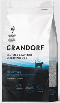 GRANDORF VETERINARY DIET SALMON & OCEAN FISH (Рыба) DERMATOSIS 400 г - полнорационный диетический сухой корм для кошек, разработанный для поддержания функций кожи при дерматозах и чрезмерном выпадении шерсти ZB853243 - фото 12525