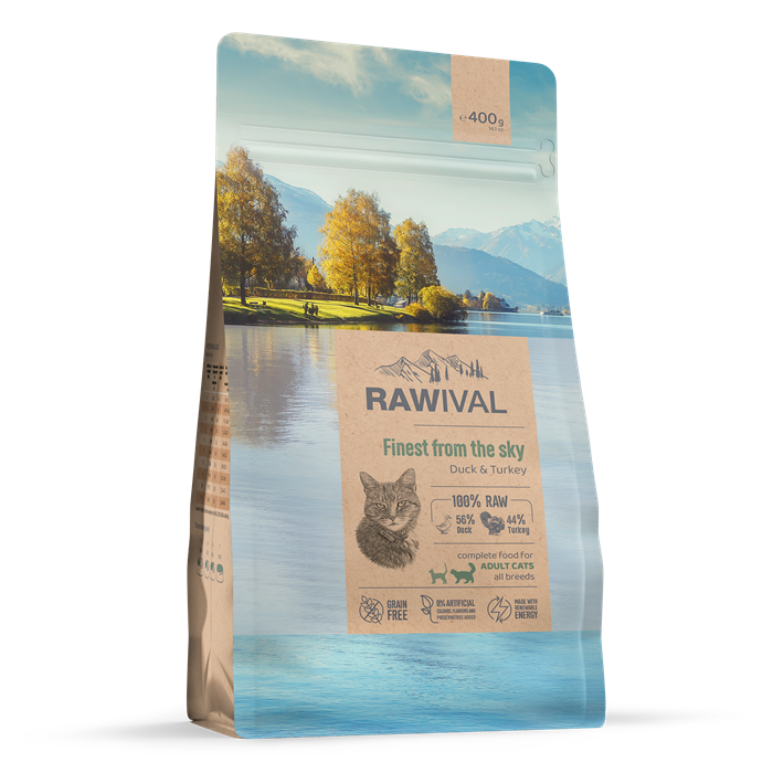 RAWIVAL Finest from the Sky утка и индейка для взрослых кошек, 400 гр MZB428679 - фото 12856