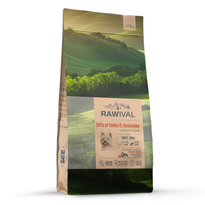 RAWIVAL Gifts of Fields & Branches ягнёнок с перепелом для взрослых собак карликовых и маленьких пород, 2.5 кг MZB428778 - фото 12880