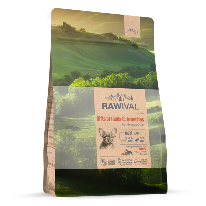 RAWIVAL Gifts of Fields & Branches ягнёнок с перепелом для щенков карликовых и маленьких пород, 750 гр MZB428822 - фото 12904