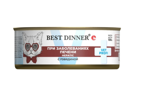Best Dinner Vet Profi Hepatic с говядиной для кошек, 100 гр MZB406807 - фото 13578