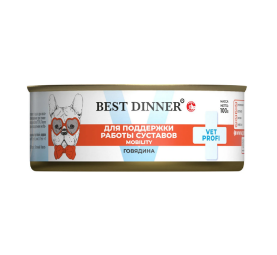 Best Dinner Exclusive Vet Profi Mobility Говядина для профилактики заболеваний опорно-двигательной системы для собак, 100 гр MZB264898 - фото 13629