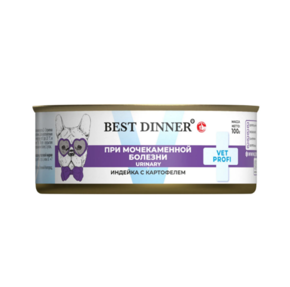 Best Dinner Exclusive Vet Profi Urinary для собак при мочекаменной болезни с индейкой и картофелем, 100 гр MZB400652 - фото 13665