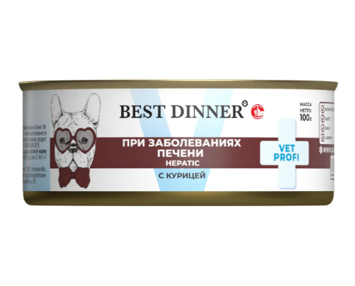 Best Dinner Vet Profi Hepatic влажный корм для собак при заболеваниях печени с курицей, 100 гр MZB409396 - фото 13813