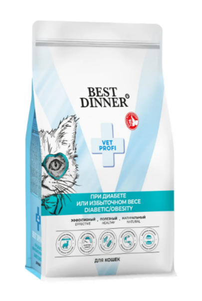 Best Dinner Vet Profi при диабете или избыточном весе Diabetic/Obesity для кошек, 400 гр MZB553374 - фото 13951