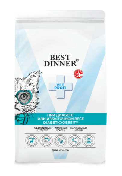 Best Dinner Vet Profi при диабете или избыточном весе Diabetic/Obesity для кошек, 1.5 кг MZB553381 - фото 13958
