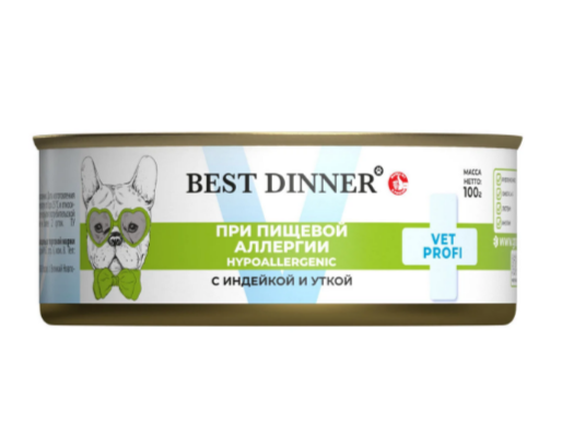 Best Dinner Exclusive Vet Profi Hypoallergenic сухой корм для взрослых собак и щенков, 100 гр с индейкой и уткой, 100 гр MZB408146 - фото 13990