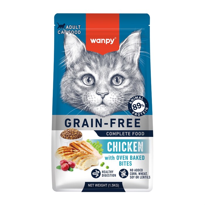 Сухой корм Wanpy Cat беззерновой с курицей для взрослых кошек, 1.5 кг MZB825104 - фото 14030