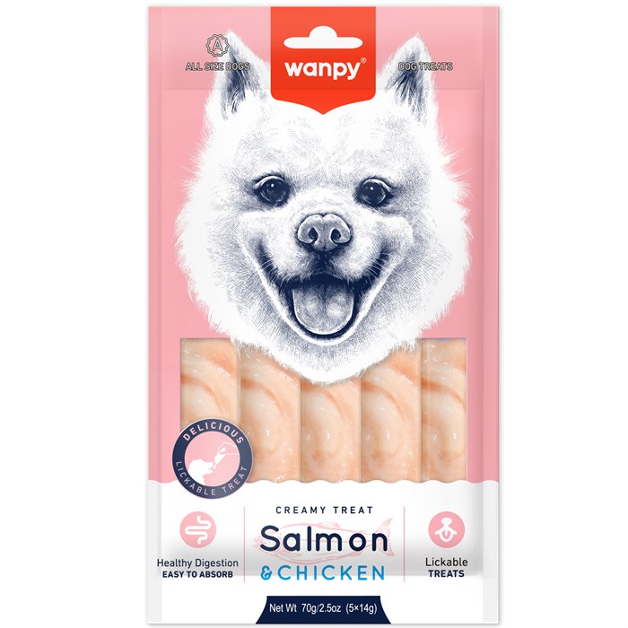 Wanpy Dog Крем лакомство для собак "нежное пюре" из лосося и курицы, 70 гр MZB870265 - фото 14193
