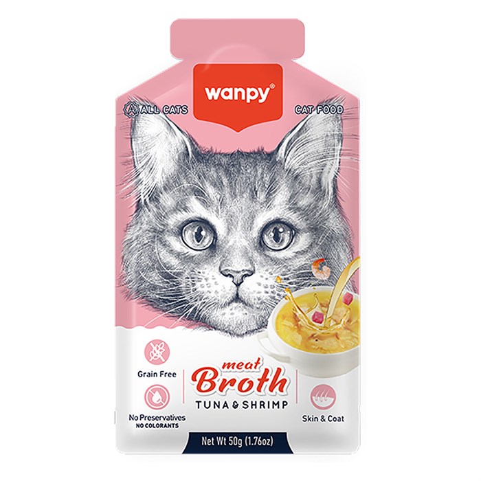 Wanpy Cat Пауч для кошек "Бульон" с тунцом и креветкой, 50 гр MZB871712 - фото 14259
